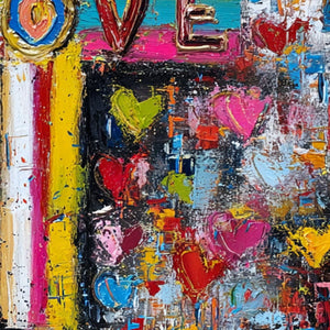 DIVINE EMBRACE: Colorful Textured Abstract Painting of Love and Faith