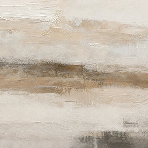 Textured Wabi Sabi abstract landscape painting in beige, ivory and earthy taupe
