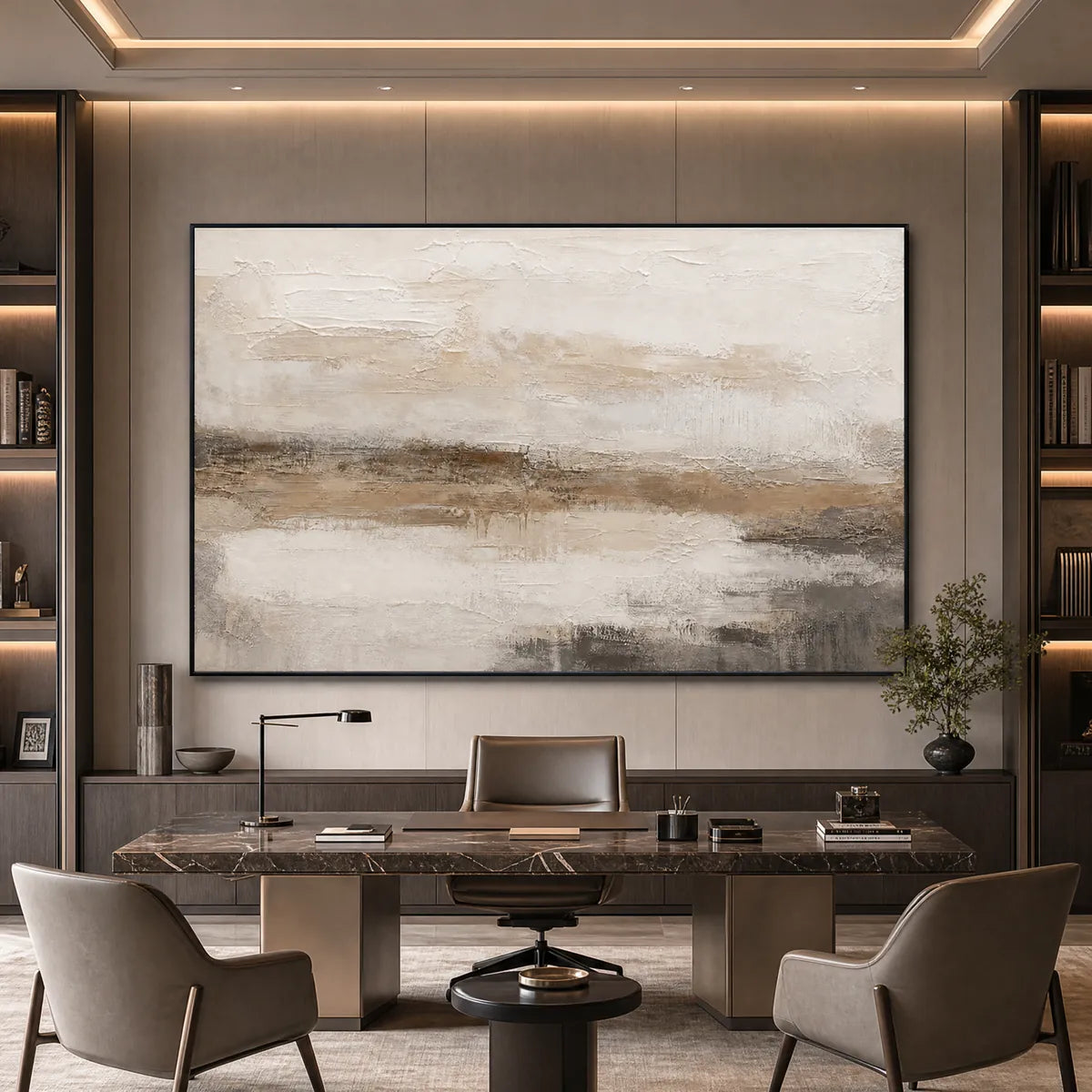 EARTHEN CALM: Textured Wabi Sabi Abstract Landscape Painting