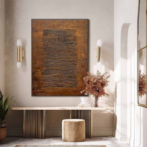 EARTHEN CODEX: Textured brown Wabi Sabi original abstract painting, handmade wall art