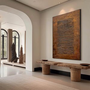 Earthen Codex original textured brown Wabi Sabi abstract wall art