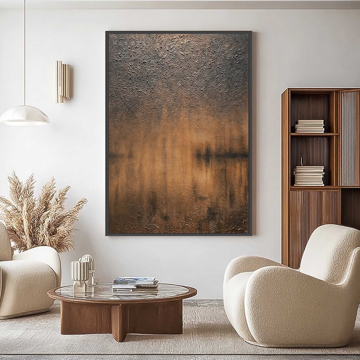 EARTHEN ECHO original abstract painting: heavy impasto texture, Wabi Sabi.
