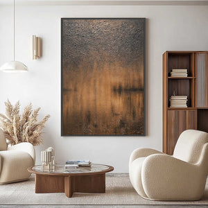 EARTHEN ECHO original abstract painting: heavy impasto texture, Wabi Sabi.