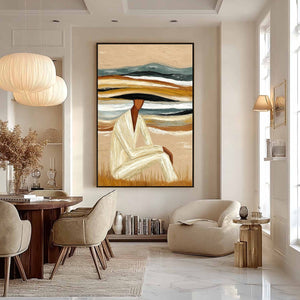 EARTHEN REPOSE: Textured Abstract Figurative Painting for Modern Decor