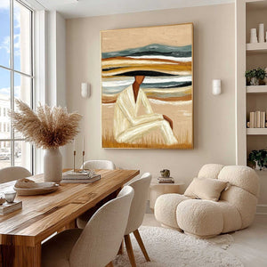 EARTHEN REPOSE: Textured Abstract Figurative Painting for Modern Decor