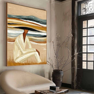 EARTHEN REPOSE: Textured Abstract Figurative Painting for Modern Decor