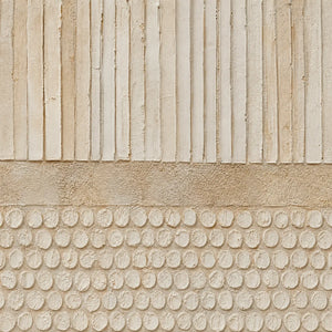 Vertical wabi-sabi textured abstract wall art in neutral beige and cream tones