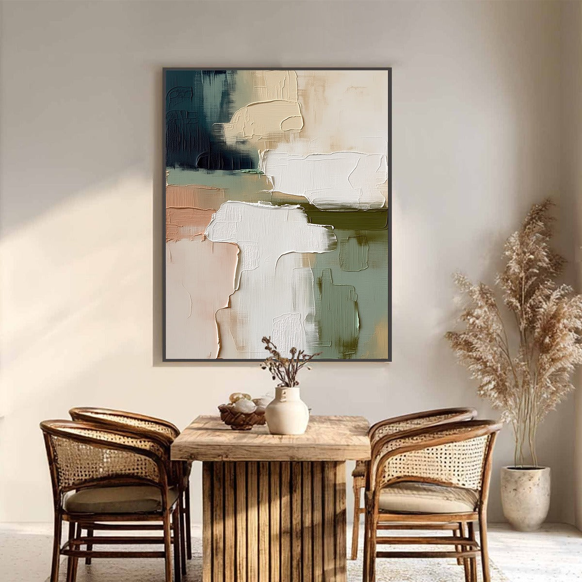 EARTHEN STRATA: Heavily Textured Wabi Sabi Abstract Oil Painting