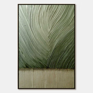 EARTHEN WEAVE: Textured Green and Beige Wabi Sabi Abstract Painting