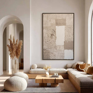 EARTHEN WEAVE: Textured Wabi Sabi Abstract Painting in Neutral Tones