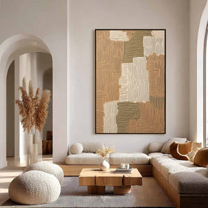EARTHEN WEAVE: Textured Wabi Sabi Abstract Painting in Neutral Tones
