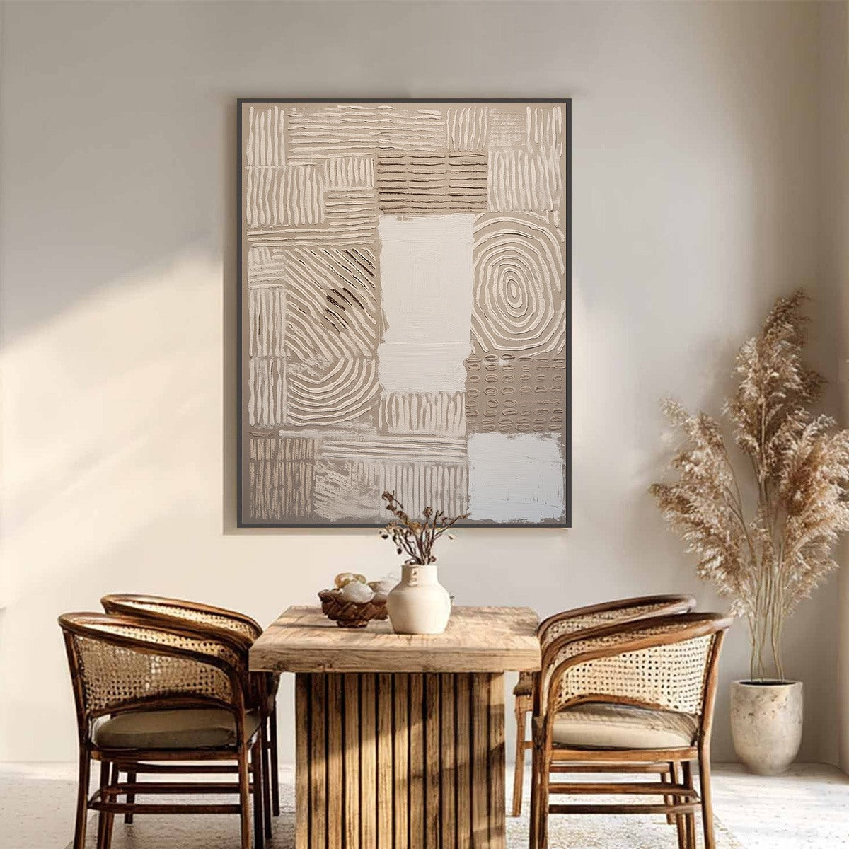EARTHEN WEAVE: Textured Wabi Sabi Abstract Painting in Neutral Tones
