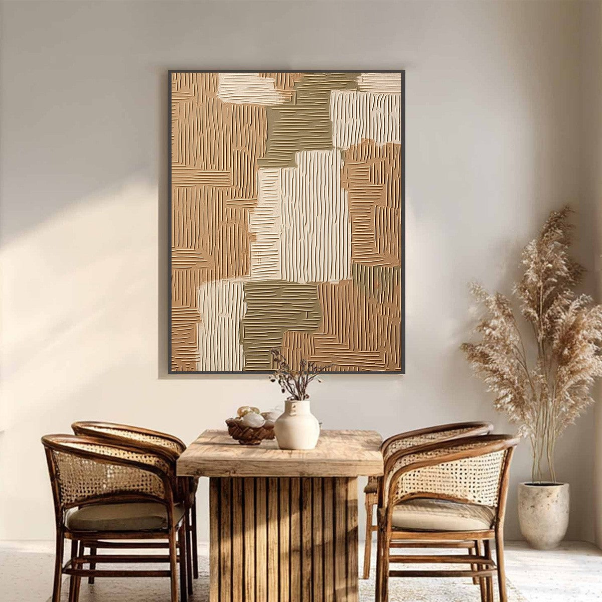 EARTHEN WEAVE: Textured Wabi Sabi Abstract Painting in Neutral Tones