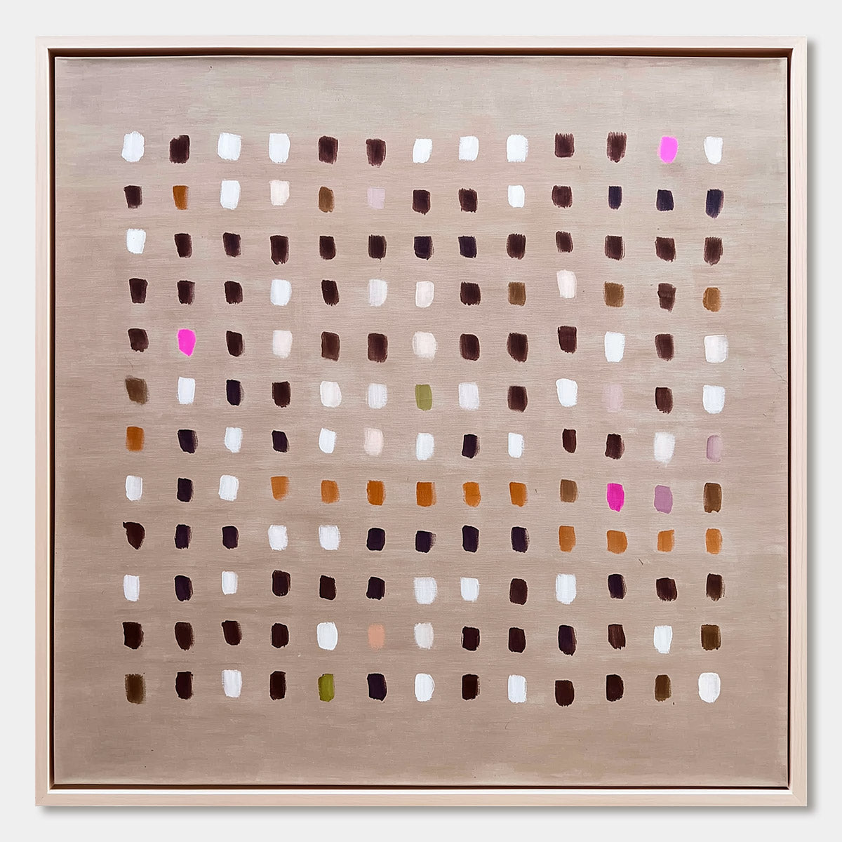 EARTHEN ECHOES Minimalist Abstract Grid Oil Painting