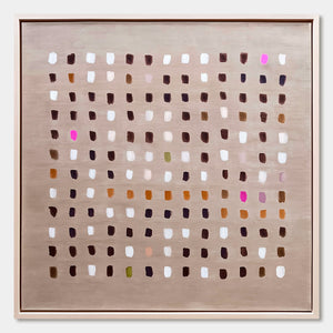 EARTHEN ECHOES Minimalist Abstract Grid Oil Painting