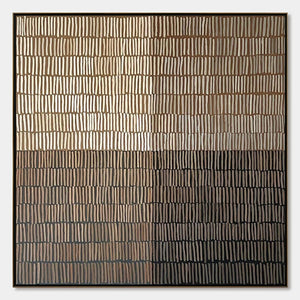 EARTHEN RHYTHM: Minimalist Textured Beige Grid Painting