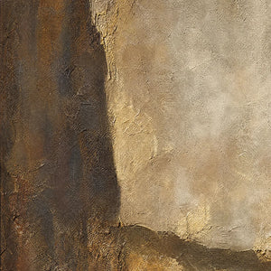 Textured earth tone abstract wall art in brown, beige, and gold