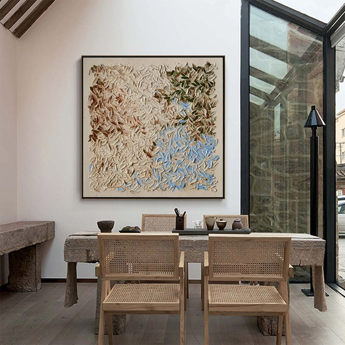 EARTH'S MOSAIC: Textured Wabi Sabi Abstract Landscape Oil Painting