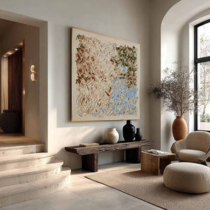 EARTH'S MOSAIC: Textured Wabi Sabi Abstract Landscape Oil Painting