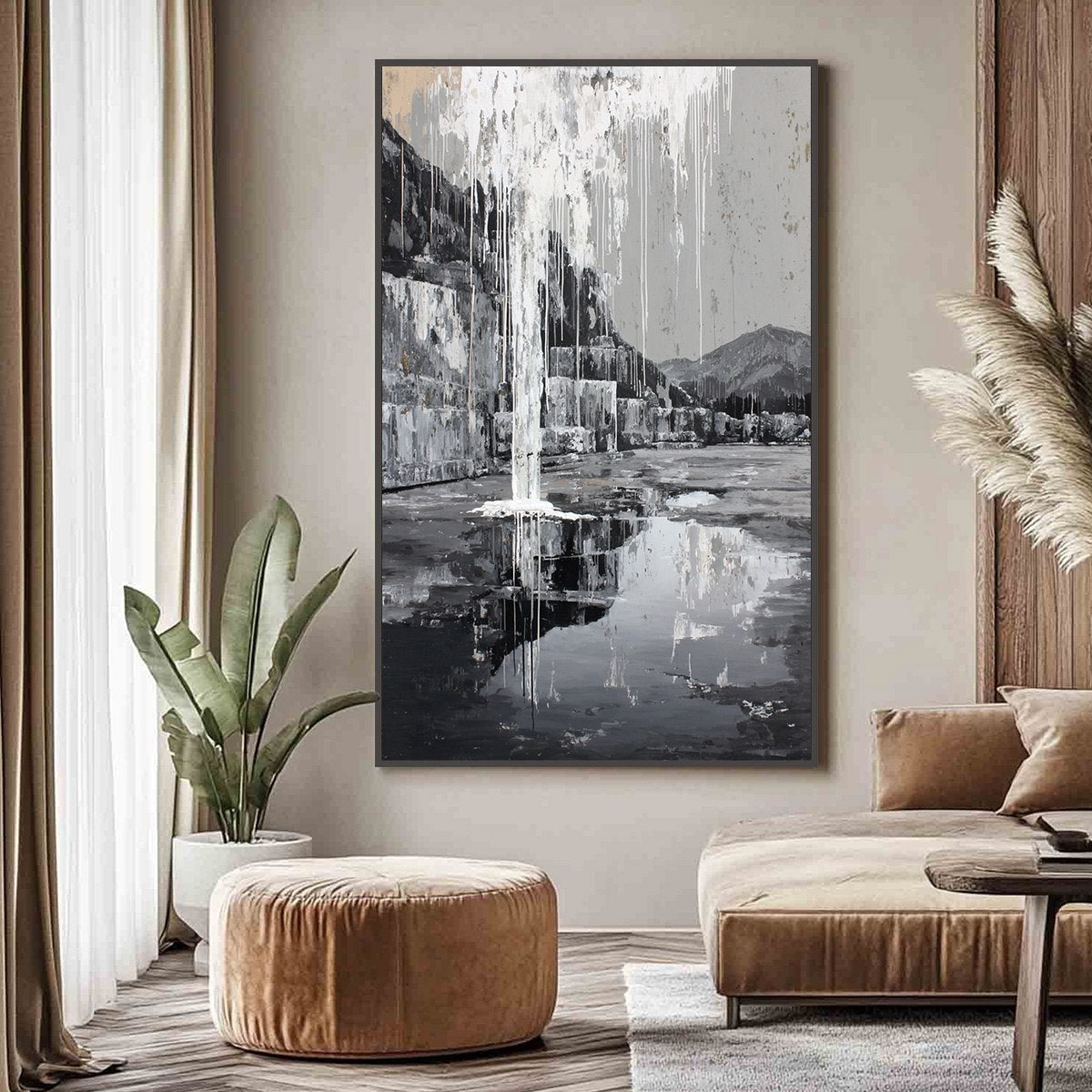 ECHO CHAMBER: Monochromatic Industrial Abstract Landscape Painting