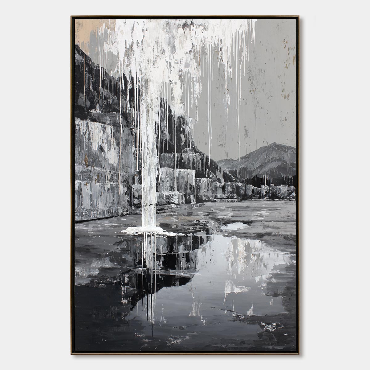 ECHO CHAMBER: Monochromatic Industrial Abstract Landscape Painting