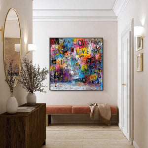 ECHOES OF LOVE: Vibrant Textured Abstract Graffiti Art Painting