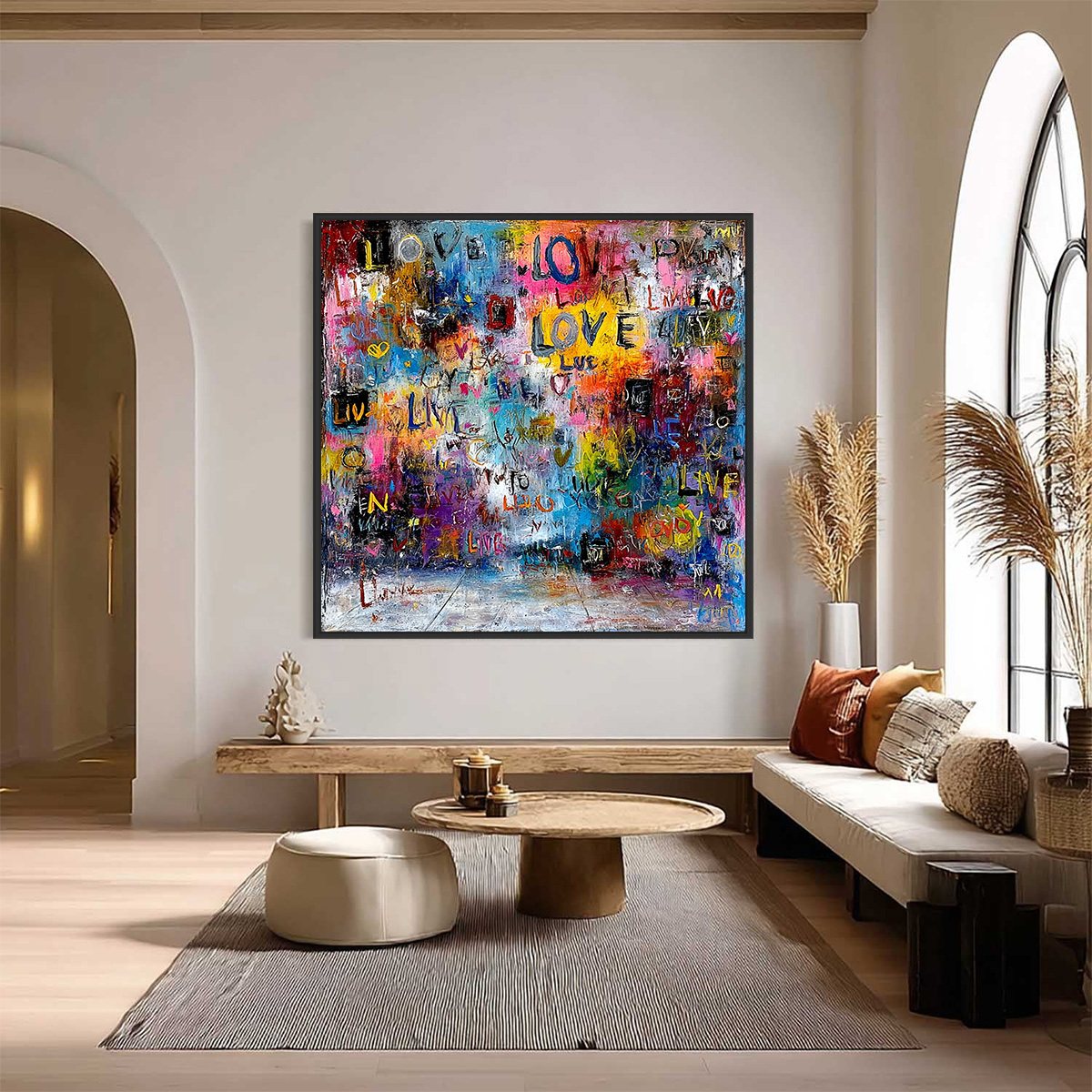 ECHOES OF LOVE: Vibrant Textured Abstract Graffiti Art Painting