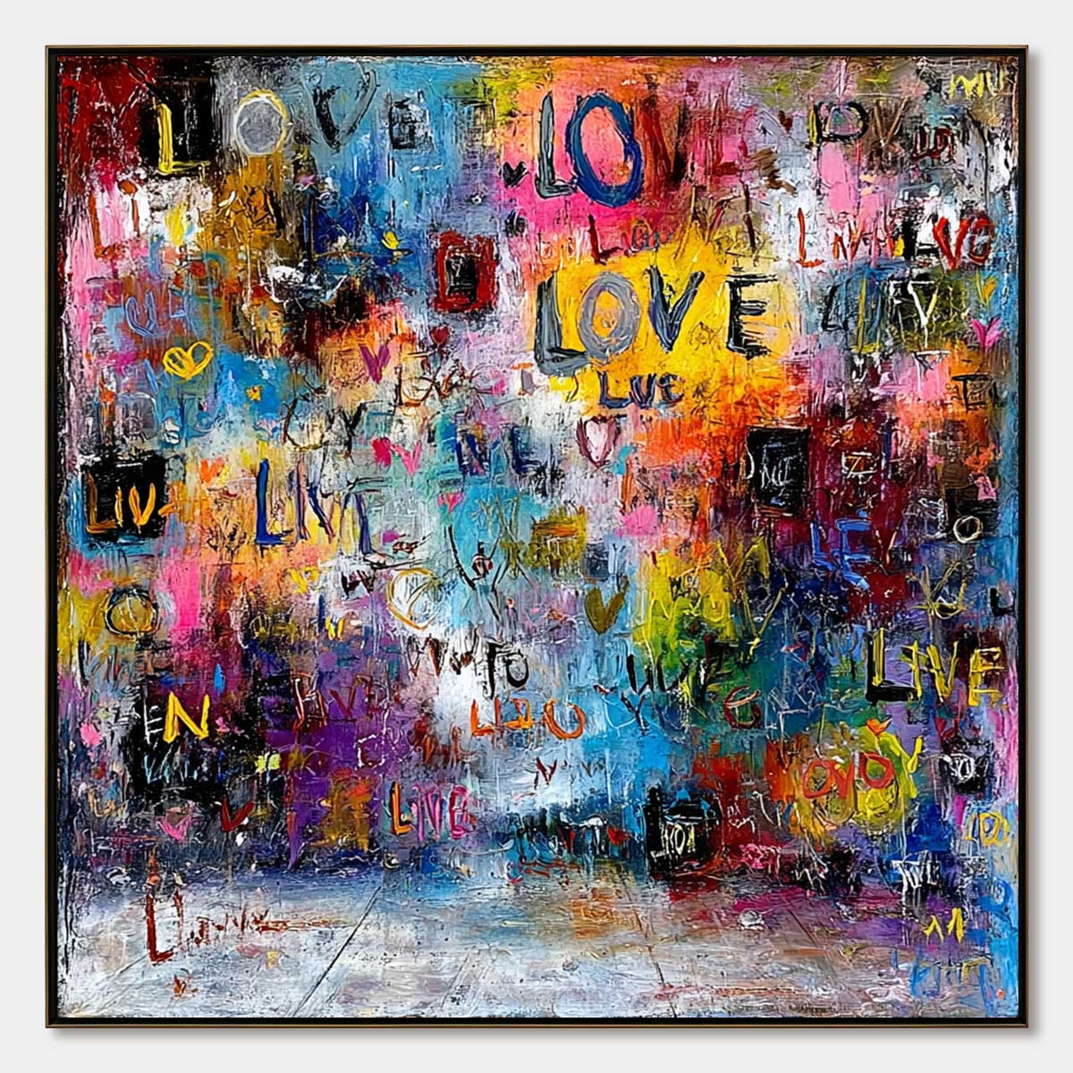 ECHOES OF LOVE: Vibrant Textured Abstract Graffiti Art Painting