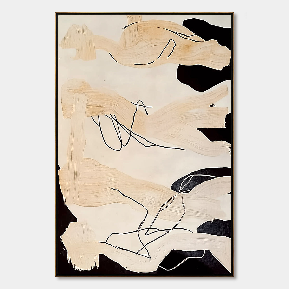 ECHOES OF SILENCE: Vertical Wabi Sabi Abstract Painting in Neutral Tones