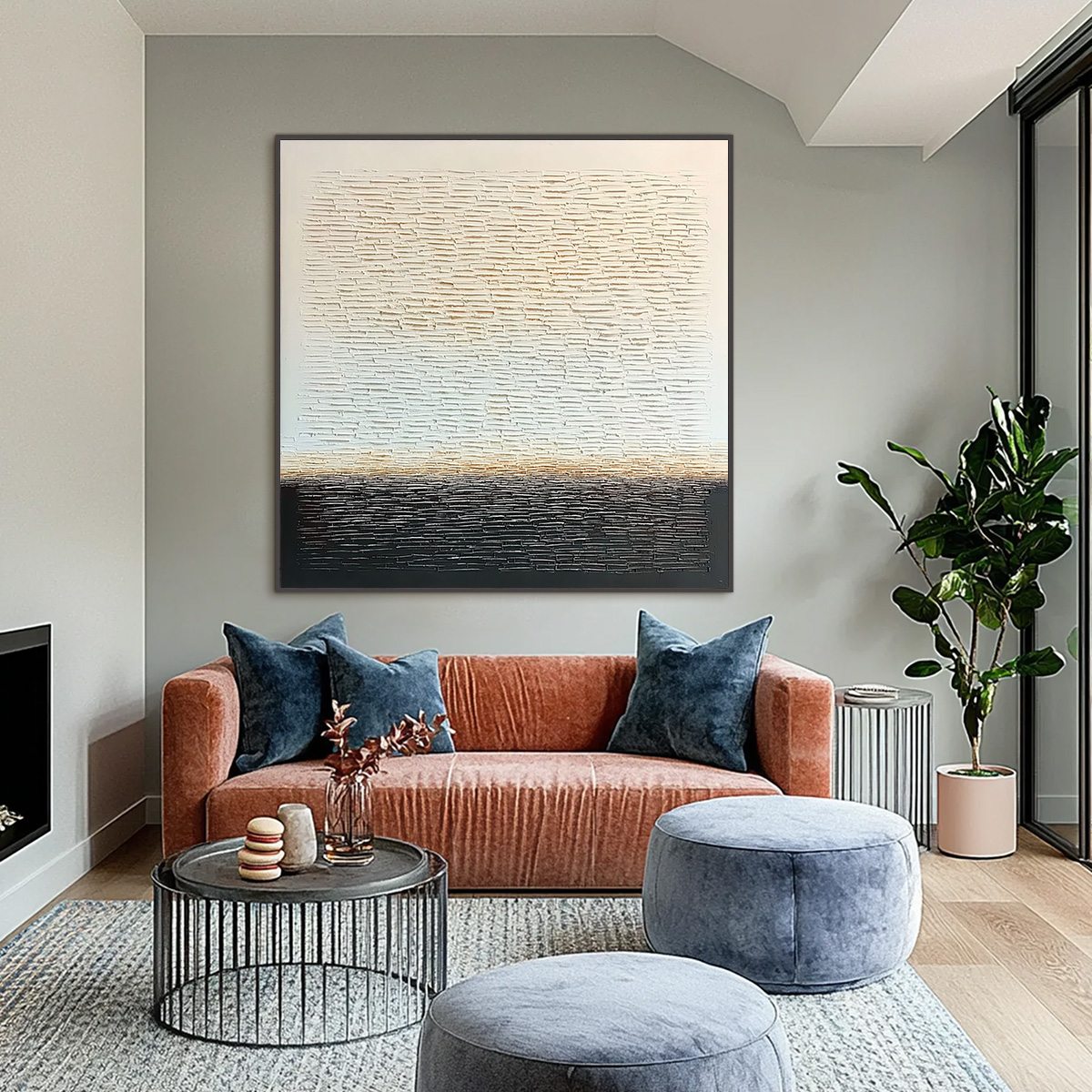 ECHOES OF STILLNESS: Large Square Textured Minimalist Abstract Painting