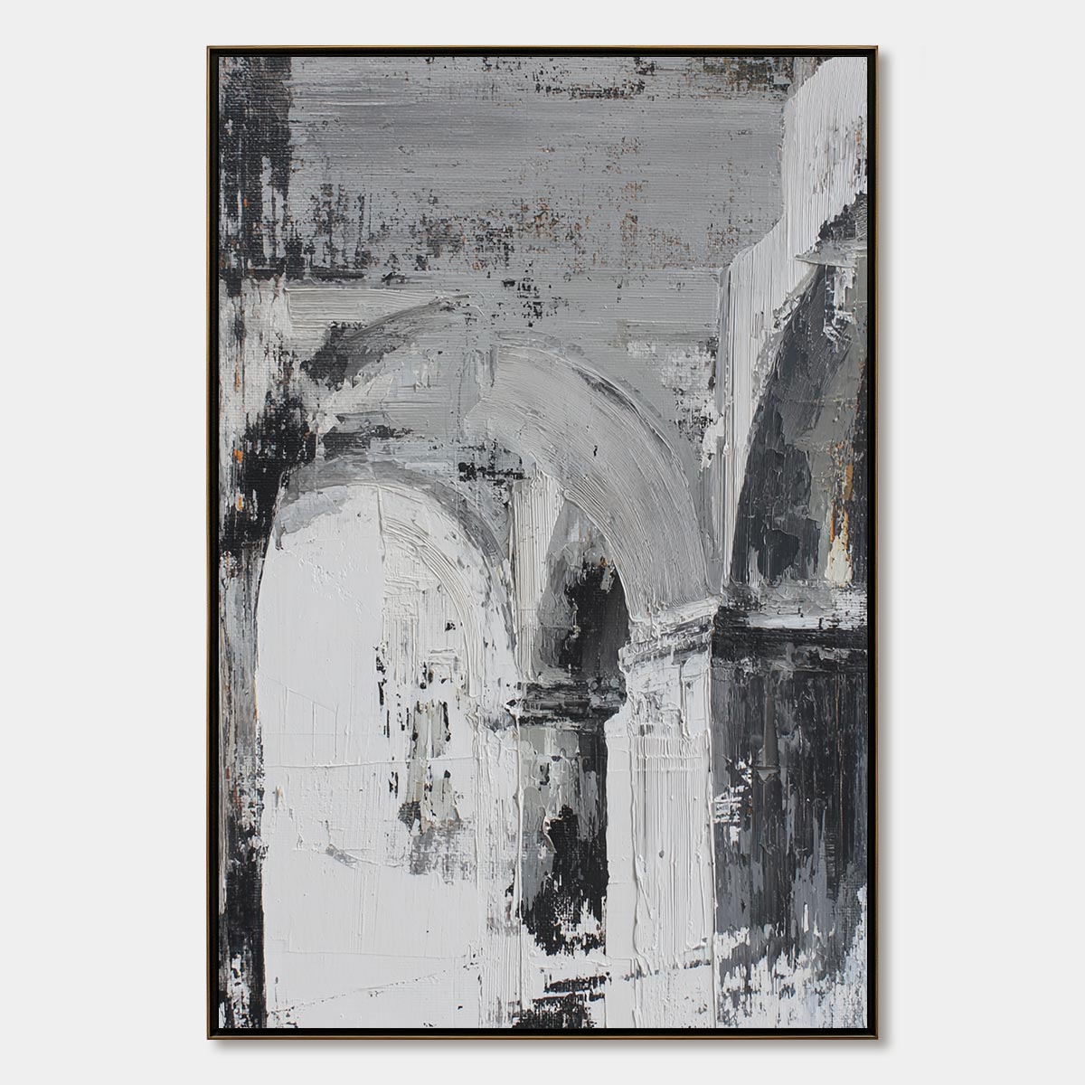 ECHOES OF THE ARCADE: Monochrome Abstract Architectural Painting