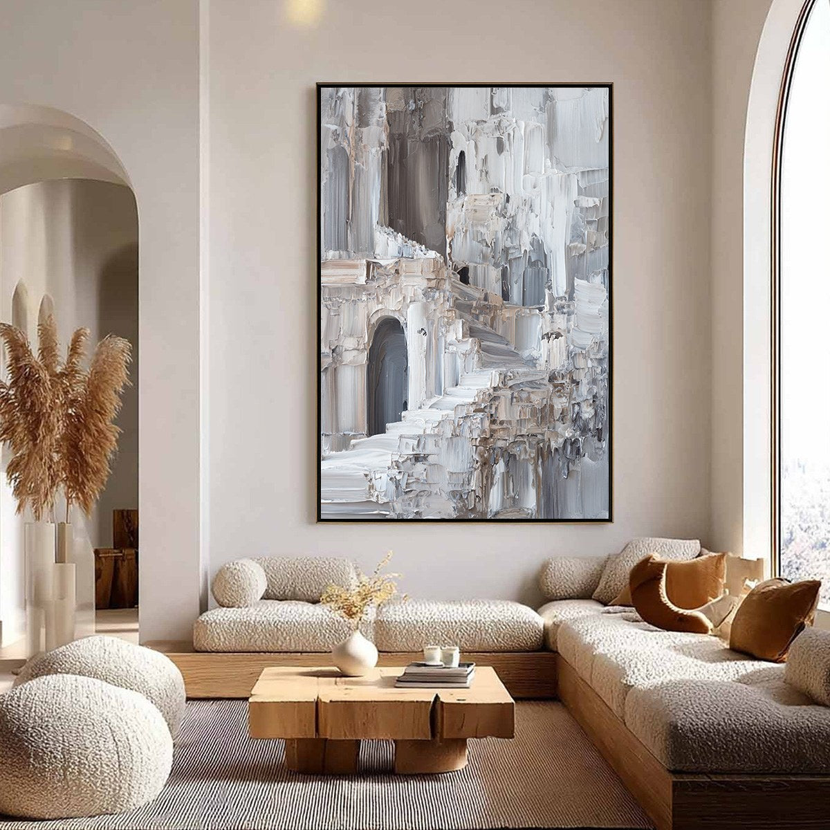 ECHOES OF STONE: Textured Impasto Architectural Painting