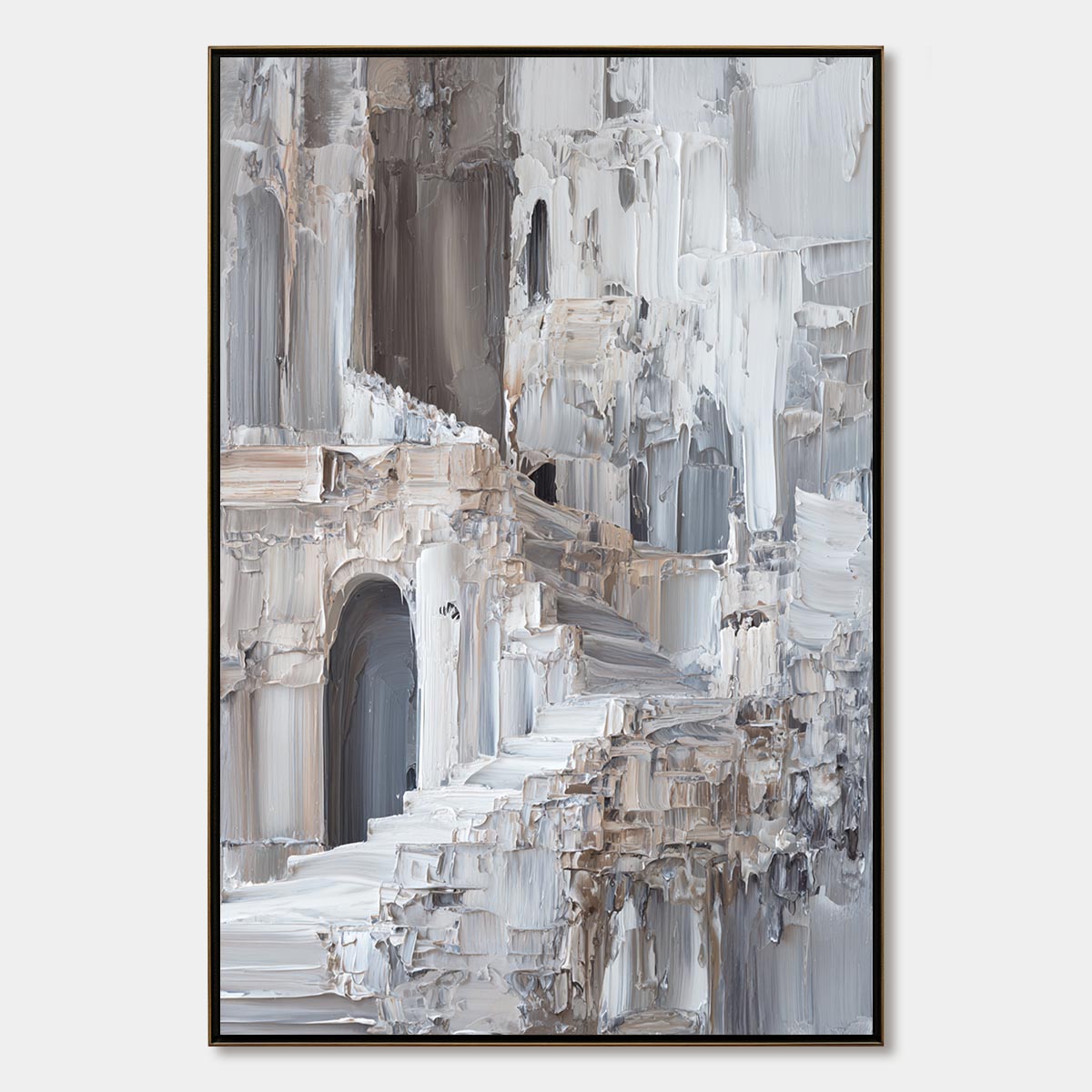 ECHOES OF STONE: Textured Impasto Architectural Painting