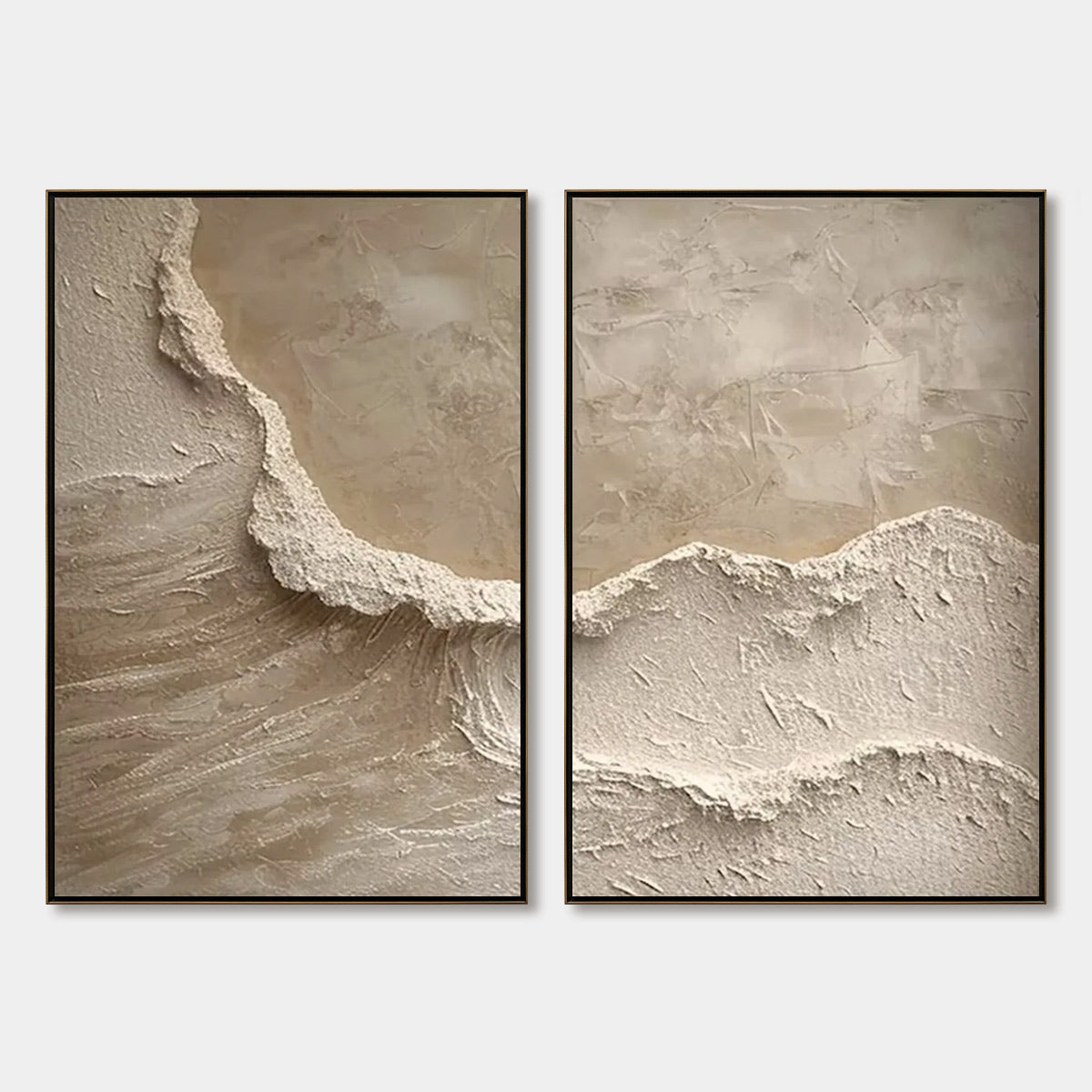 ECHOES OF THE SHORE: Wabi Sabi Textured Beach Painting Set