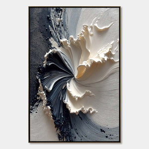 ECLIPSE IN BLOOM: Textured Wabi Sabi Abstract Floral Painting