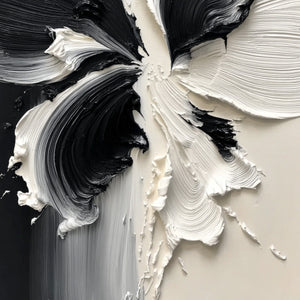 ECLOSION: Black and White Wabi Sabi Textured Abstract Flower Painting