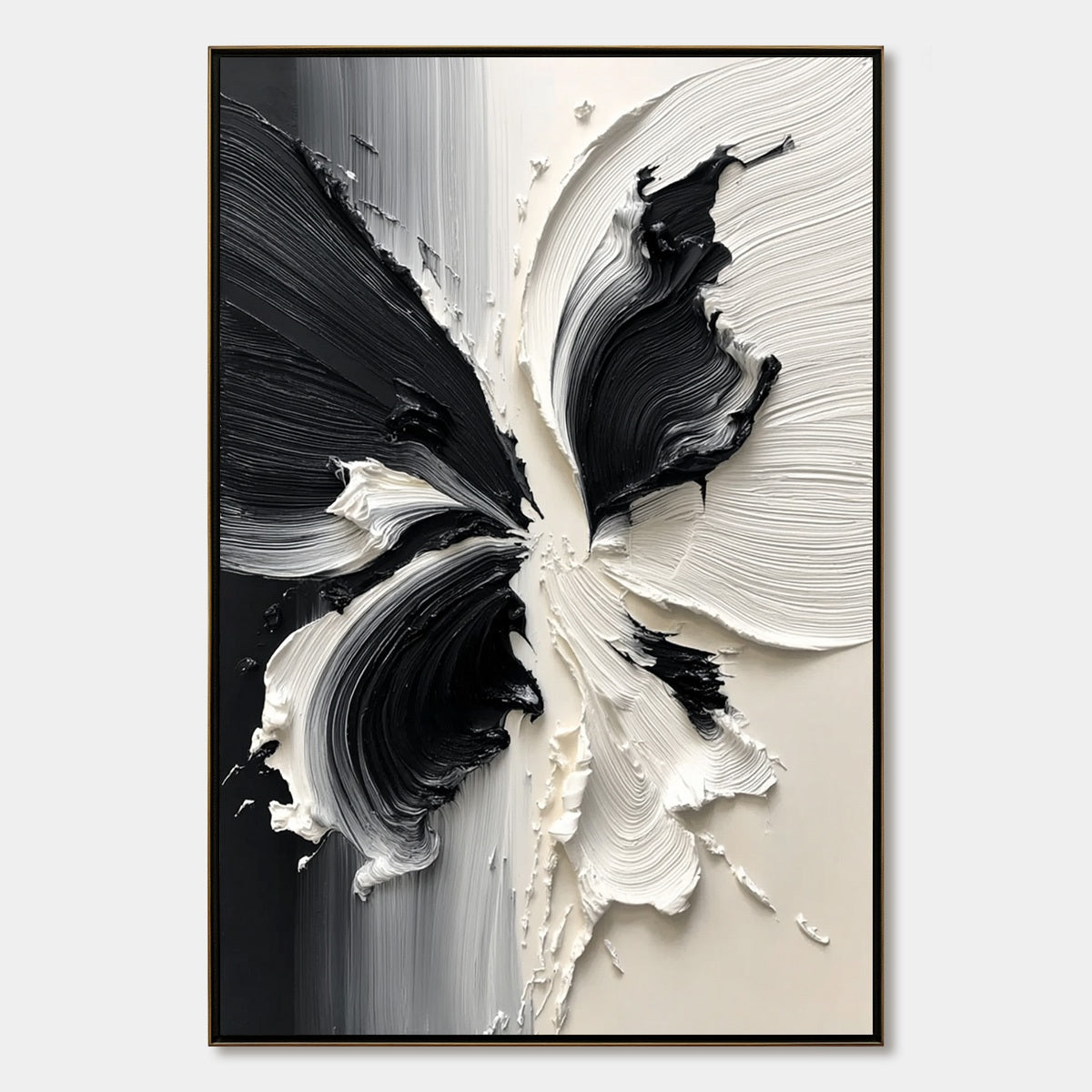 ECLOSION: Black and White Wabi Sabi Textured Abstract Flower Painting