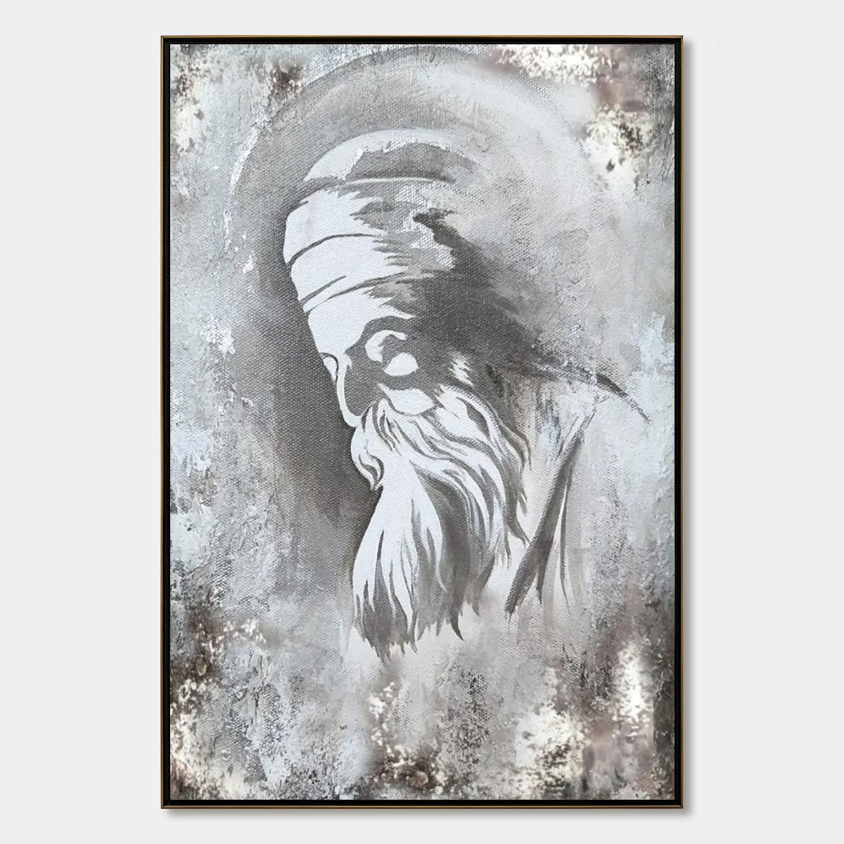 ELDER'S WHISPER: Minimalist Monochrome Figurative Portrait Painting