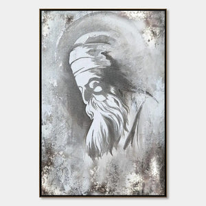 ELDER'S WHISPER: Minimalist Monochrome Figurative Portrait Painting