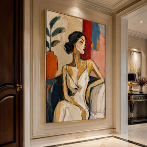 ELEGANT FLAME: Elegant Woman Figurative Painting