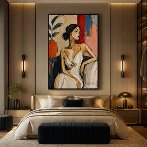 ELEGANT FLAME: Elegant Woman Figurative Painting