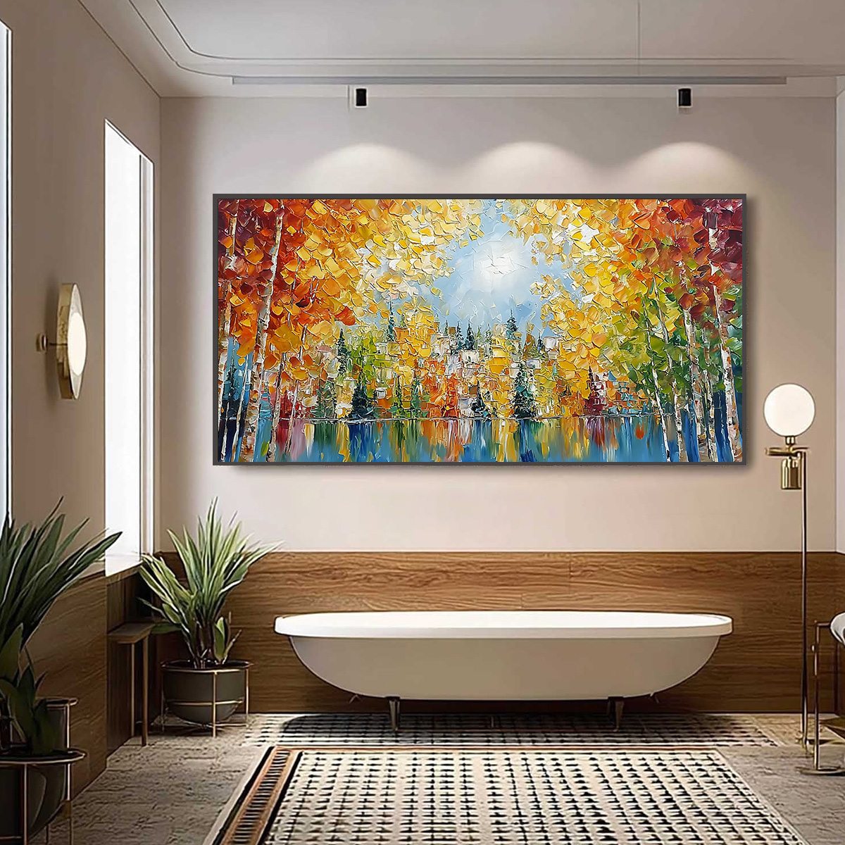 EMBERGLOW FOREST: Textured Palette Knife Autumn Forest Landscape Painting