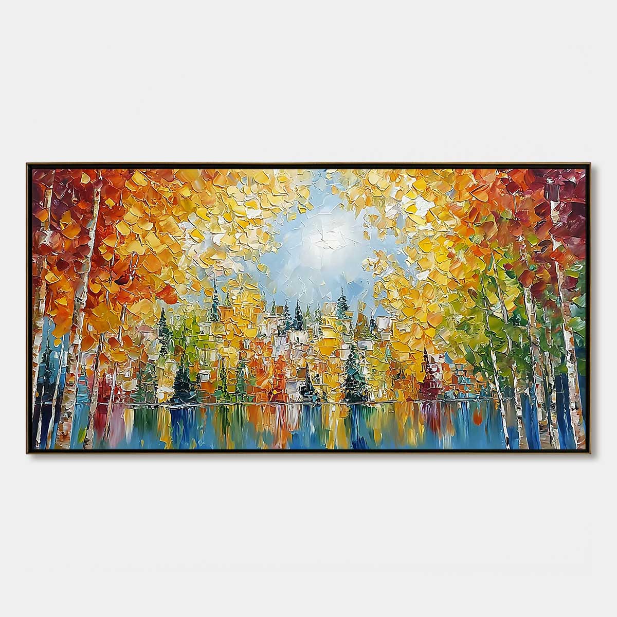 EMBERGLOW FOREST: Textured Palette Knife Autumn Forest Landscape Painting