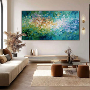 EMERALD BLOOM: Colorful Textured Abstract Floral Palette Knife Painting