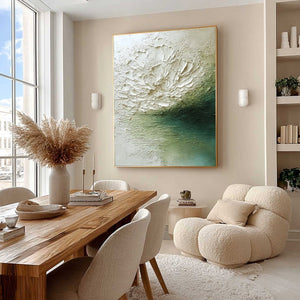 EMERALD BLOOM: Textured Wabi Sabi Floral Abstract Wall Art
