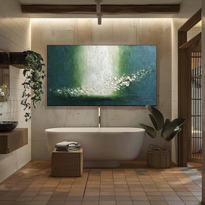 EMERALD CASCADE: Large Textured Wabi Sabi Abstract Painting