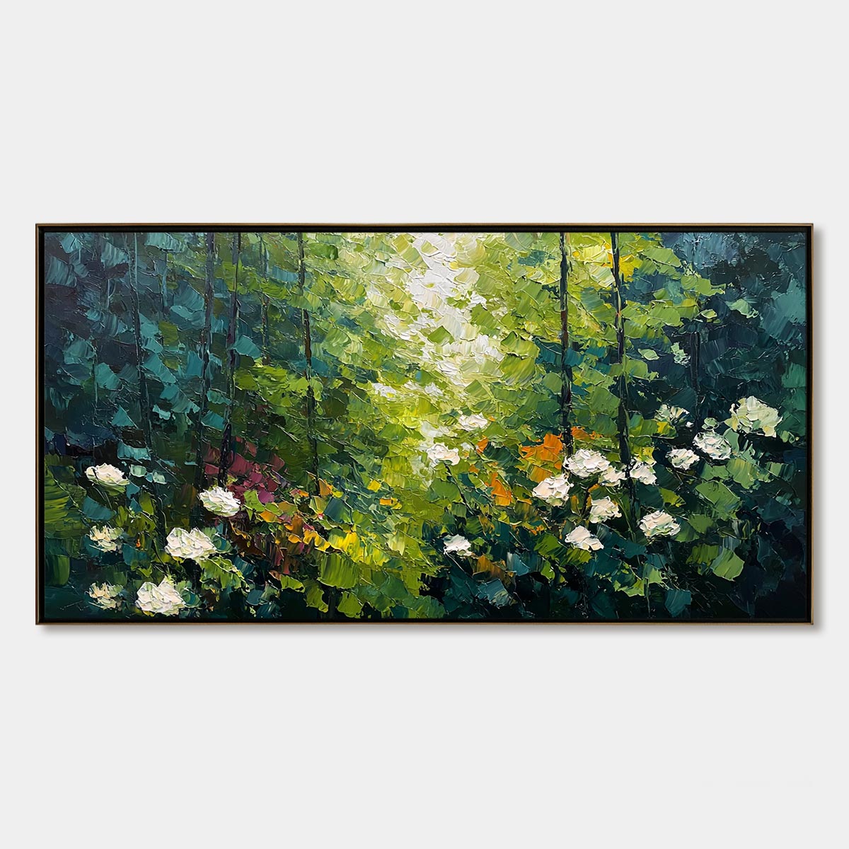 EMERALD GLADE: Textured Palette Knife Forest Landscape Painting