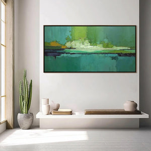 EMERALD HORIZON: Large Textured Abstract Seascape Oil Painting
