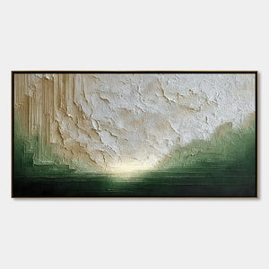 EMERALD HORIZON: Textured Wabi Sabi Abstract Landscape Painting