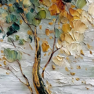 EMERALD JEWEL TREE: Textured Palette Knife Tree Painting with Golden Accents